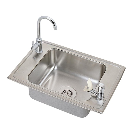 Elkay Pacemaker Stainless Steel 25 X 17 X 7-1/8 Single Bowl Top Mount Classroom Sink And Faucet Kit PSDKRQ2517VRC